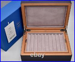 ELIE BLEU Classic Purple Sycamor Box for 20 Pens with Light Pink Velvet Goat
