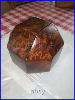 EXTREMELY RARE-1940's-FRENCH DODECAHEDRON/ BURL WALNUT WOOD TOBACCO BOX