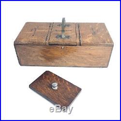 Early 1900s Golden Oak Tabletop Cigar Cigarette Tobacco Box with Compartments