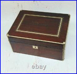 Early Antique Silver Inlaid Carved Wooden Cigar Box Humidor Adirondack Estate