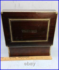 Early Antique Silver Inlaid Carved Wooden Cigar Box Humidor Adirondack Estate