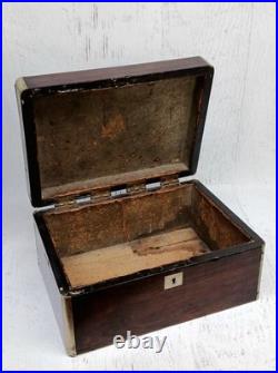 Early Antique Silver Inlaid Carved Wooden Cigar Box Humidor Adirondack Estate