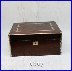 Early Antique Silver Inlaid Carved Wooden Cigar Box Humidor Adirondack Estate
