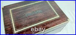 Early Antique Silver Inlaid Carved Wooden Cigar Box Humidor Adirondack Estate