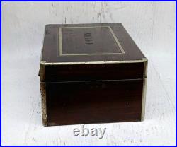 Early Antique Silver Inlaid Carved Wooden Cigar Box Humidor Adirondack Estate