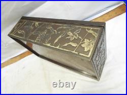 Early Bronze Cedar Wood Lined Humidor Cigar Box Ornate Art Nouveau