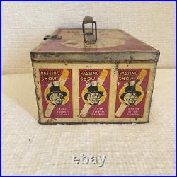 Early Passing Show Tin Lunch Box Style Tobacco Humidor Cigarette Case Old Cigar Early Passing Show Tin Lunch Box Style Tobacco Humidor Cigarette Case Old Cigar