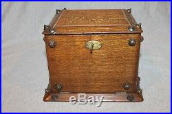 Early Rare Handcarved Habana Cigar Box Humidor With Key