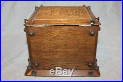 Early Rare Handcarved Habana Cigar Box Humidor With Key