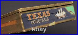 Early Vintage Cogetama Texas Chief Native Indian Tobacco Cigar Wooden Box