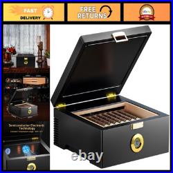 Electric Cigar Humidor Box with Temperature Control, 360° Air Circulation, Cedar