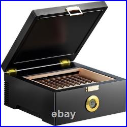 Electric Cigar Humidor Box with Temperature Control, 360° Air Circulation, Cedar