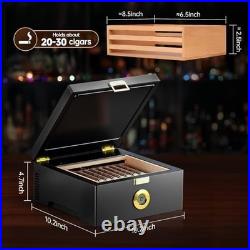 Electric Cigar Humidor Box with Temperature Control, 360° Air Circulation, Cedar