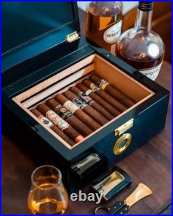 Electric Cigar Humidor Box with Temperature Control, 360° Air Circulation, Cedar