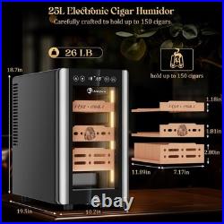 Electric Humidor for 150 Cigars Cedar Shelves, Safety Lock
