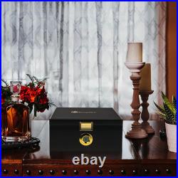 Electric Temperature Control Cigar Humidor Box (64°F-74°F), Bulid-In Fan for 360
