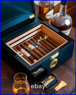 Electric Temperature Control Cigar Humidor Box (64°F-74°F), Bulid-In Fan for 360