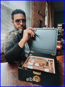 Electric Temperature Control Cigar Humidor Box (64°F-74°F), Bulid-In Fan for 360