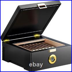 Electric Temperature Control Cigar Humidor Box (64°F-74°F), Bulid-In Fan for 360