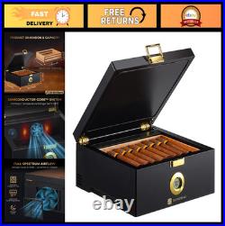 Electric Thermostatic Cigar Humidor Box 20-30 Cigars, Cedar Wood, 360° Airflow