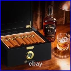 Electric Thermostatic Cigar Humidor Box 20-30 Cigars, Cedar Wood, 360° Airflow