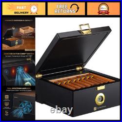 Electric Thermostatic Cigar Humidor Box, 20-30 Cigars, Spanish Cedar, Dual Power