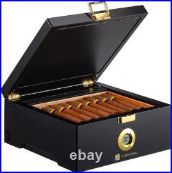 Electric Thermostatic Cigar Humidor Box (64°F-74°F), 360° Airflow Fan, Spanish C