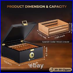 Electric Thermostatic Cigar Humidor Box (64°F-74°F), 360° Airflow Fan, Spanish C