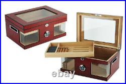 Elegant 120+ CT Count Cigar Humidor Humidifier Wooden Case Box Hygrometer for