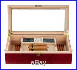 Elegant 150+ CT Count Cigar Humidor Humidifier Wooden Case Box Hygrometer 1sev