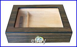 Elegant 25+ CT Count Cigar Humidor Humidifier Wooden Case Box Hygrometer 57