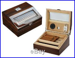 Elegant 50+ CT Count Cigar Humidor Humidifier Wooden Case Box Hygrometer 1f