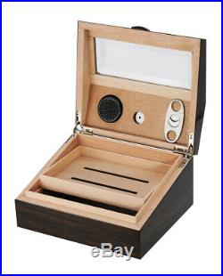 Elegant 50+ CT Count Cigar Humidor Humidifier Wooden Case Box Hygrometer 1ff