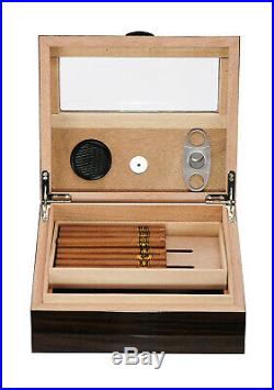 Elegant 50+ CT Count Cigar Humidor Humidifier Wooden Case Box Hygrometer cy15