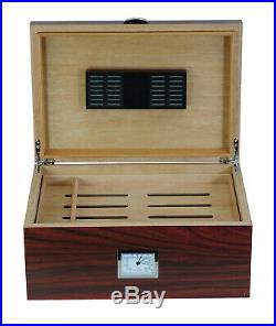 Elegant 50+ CT Count Cigar Humidor Humidifier Wooden Case Box Hygrometer tosx