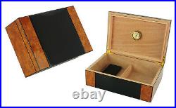 Elegant 50+ CT Count Cigar Humidor Humidifier Wooden Case Box Hygrometer u