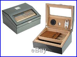 Elegant 50+ Count Cigar Humidor Box Cabinet Mahogany Humidifier Hygrometer 16