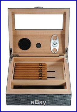 Elegant 50+ Count Cigar Humidor Box Cabinet Mahogany Humidifier Hygrometer 16
