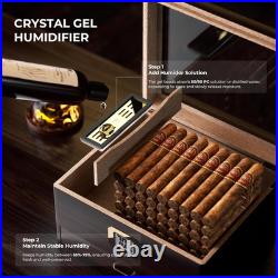 Elegant Cigar Humidor for 25-50 Cigars with Digital Hygrometer & Accessories