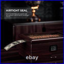 Elegant Cigar Humidor for 25-50 Cigars with Digital Hygrometer & Accessories Elegant Cigar Humidor for 25-50 Cigars with Digital Hygrometer & Accessories