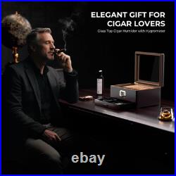 Elegant Cigar Humidor for 25-50 Cigars with Digital Hygrometer & Accessories