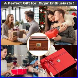 Elegant Cigar Humidor for 30-50 Cigars with Glass Top & Digital Hygrometer