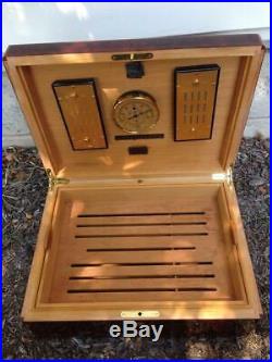 Elie Bleu Tabletier Cigar Humidor Hygrometer Box Case & Key