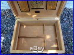 Elie Bleu Tabletier Cigar Humidor Hygrometer Box Case & Key