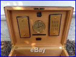 Elie Bleu Tabletier Cigar Humidor Hygrometer Box Case & Key