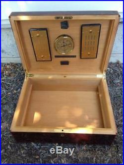 Elie Bleu Tabletier Cigar Humidor Hygrometer Box Case & Key