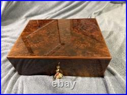 Elie Bleu Walnut Burl 200 Cigar Humidor Beautiful vintage Box Preowned