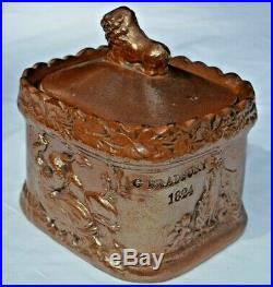 English Brown Stoneware Tobacco or Storage Box Jar Dated 1824