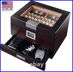 Executive Desktop 30-50 Royal Top-Glass Cigar Humidor Box Hygrometer Accessories