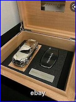 FERRARI GTC4 Carbon Fibre Wooden Cigar Humidor & Key Holder Box with Model Car